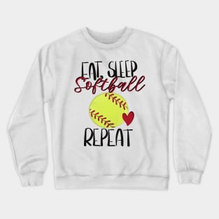 Eat, Sleep, Softball Repeat Design Crewneck Sweatshirt